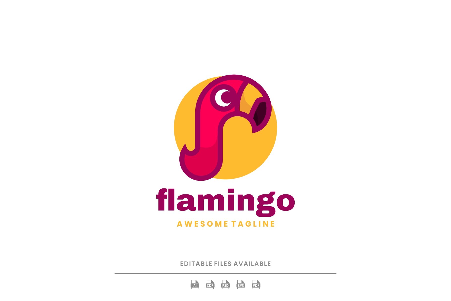 Flamingo Simple Mascot Logo cover image.