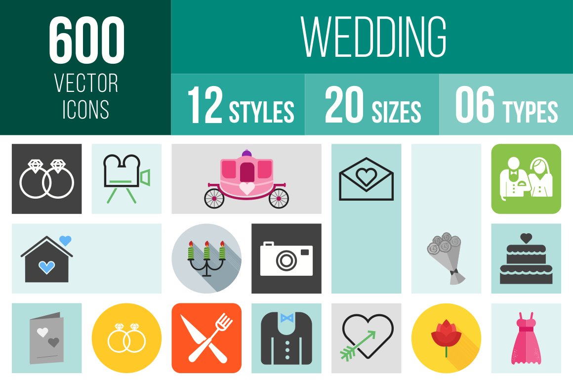 600 Wedding Icons cover image.