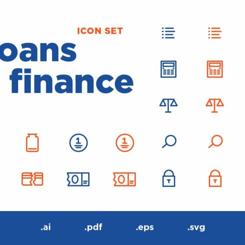 Loans & finance vector Icons set cover image.