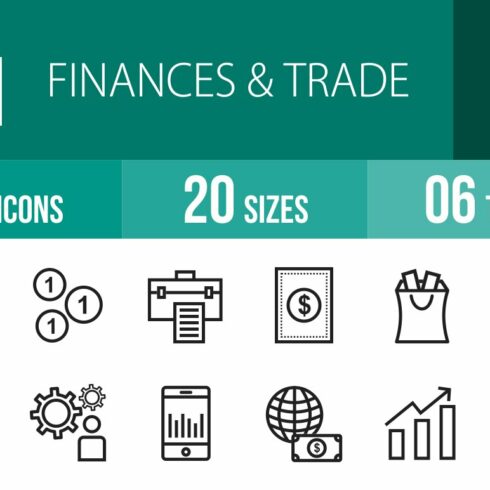 50 Finances & Trade Line Icons cover image.