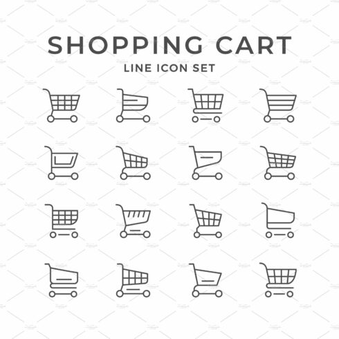Set line icons of shopping cart cover image.