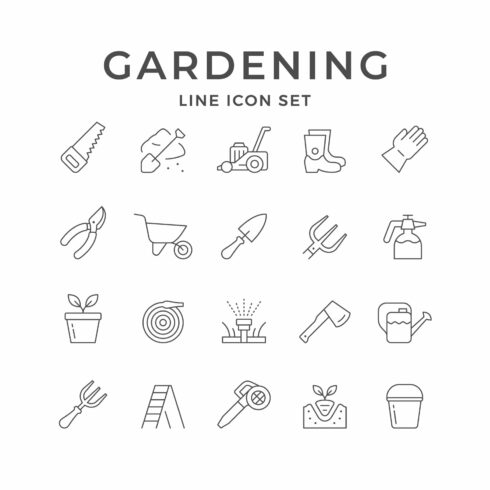 Set line icons of gardening cover image.