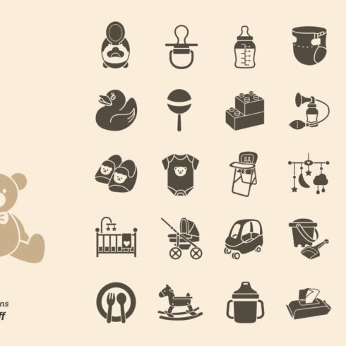 Baby stuff vector icons cover image.