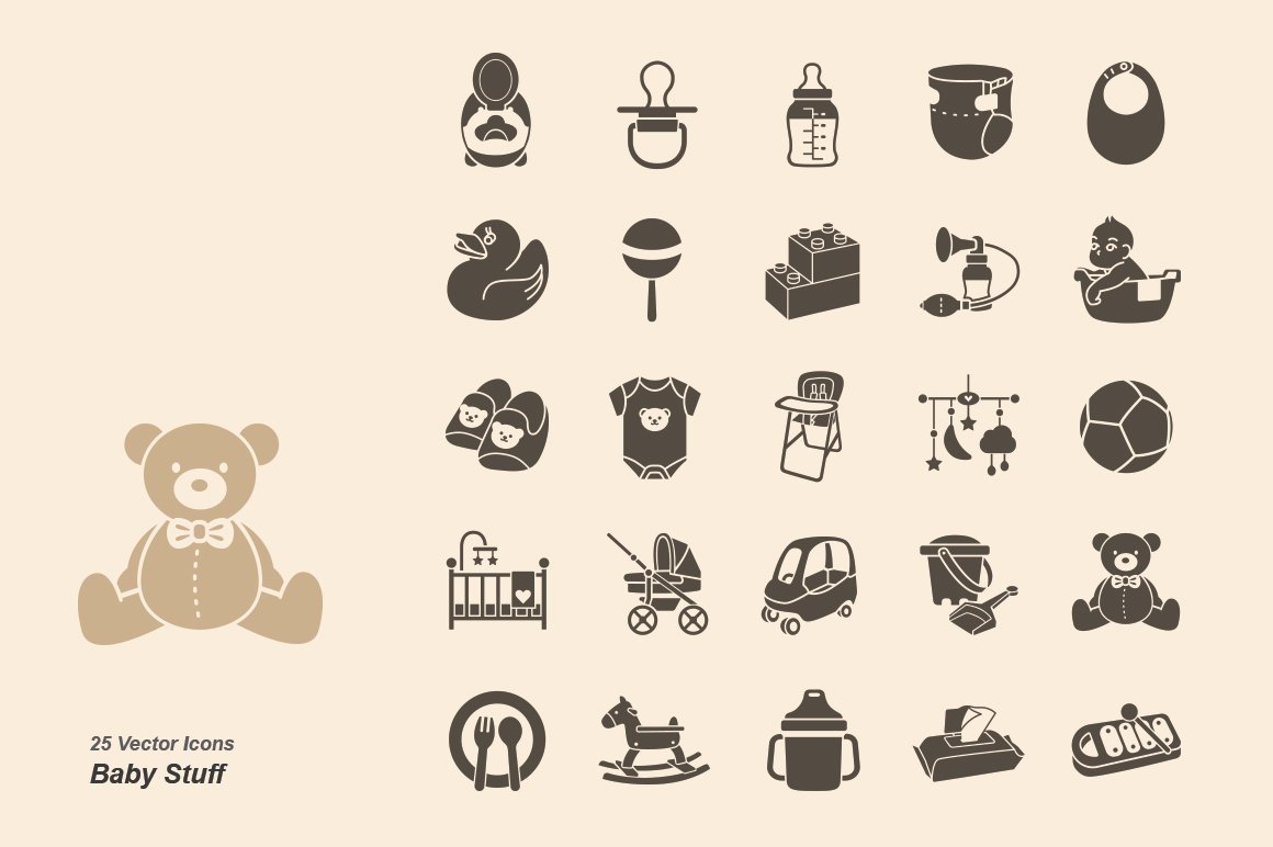 Baby stuff vector icons cover image.