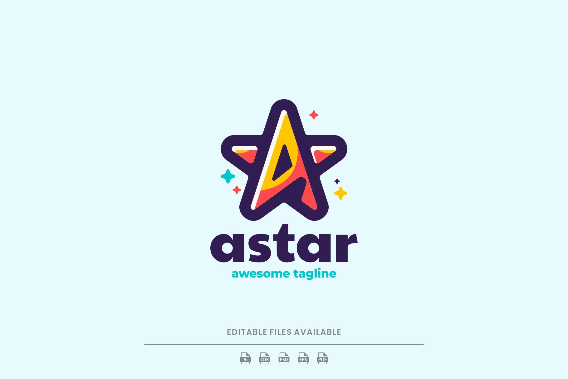 Letter A Star Simple Logo cover image.