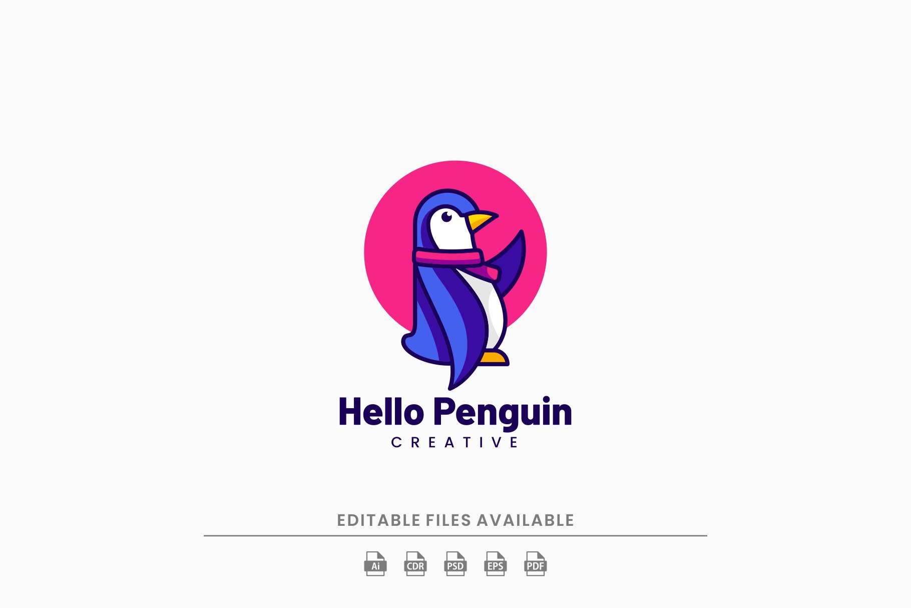 Hello Penguin Cartoon Logo cover image.