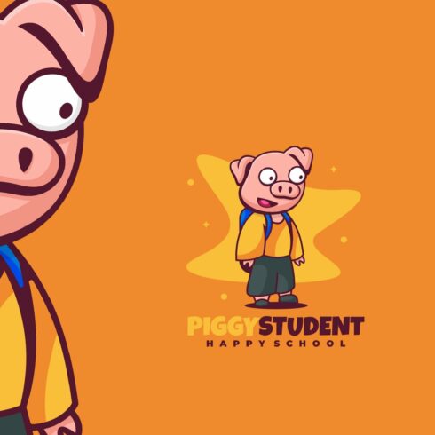 Pig Cartoon Character Logo cover image.