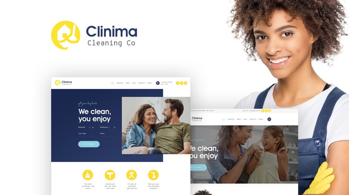 Clinima - Cleaning Services WP Theme cover image.
