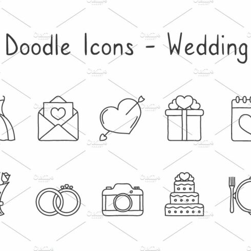 Wedding Doodle Icons cover image.