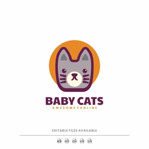 Baby cat Simple Mascot Logo cover image.