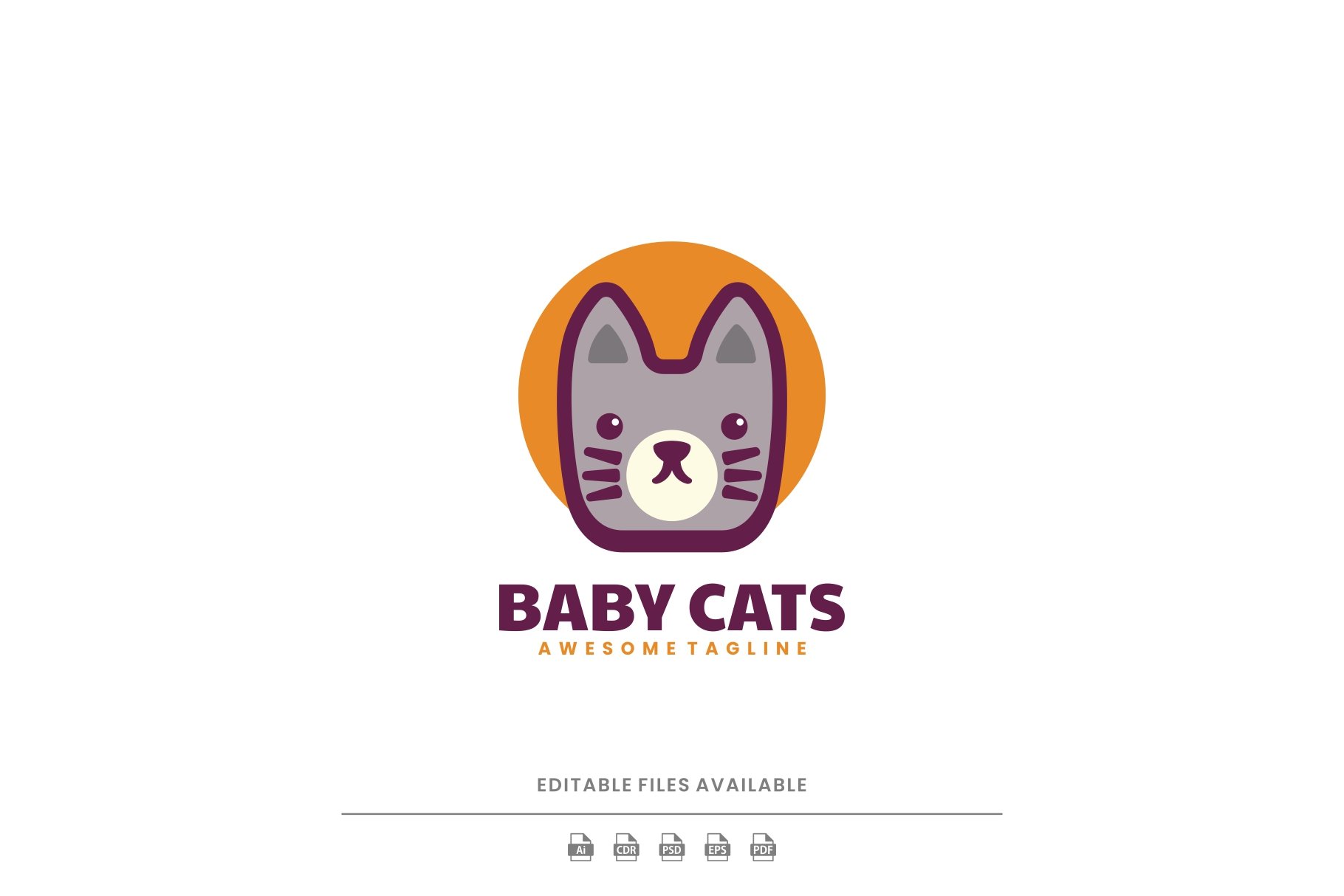 Baby cat Simple Mascot Logo cover image.