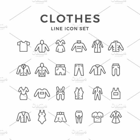 Set Line Icons of Clothes cover image.