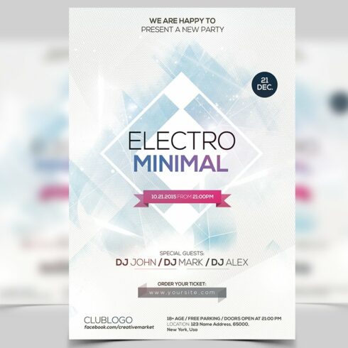 Electro Minimal - PSD Flyer cover image.