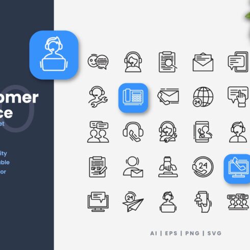 Customer Service Outline Icons cover image.