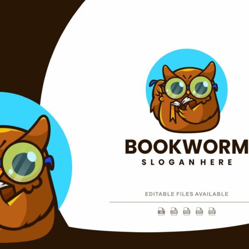 Bookworm Owl Cartoon Logo cover image.