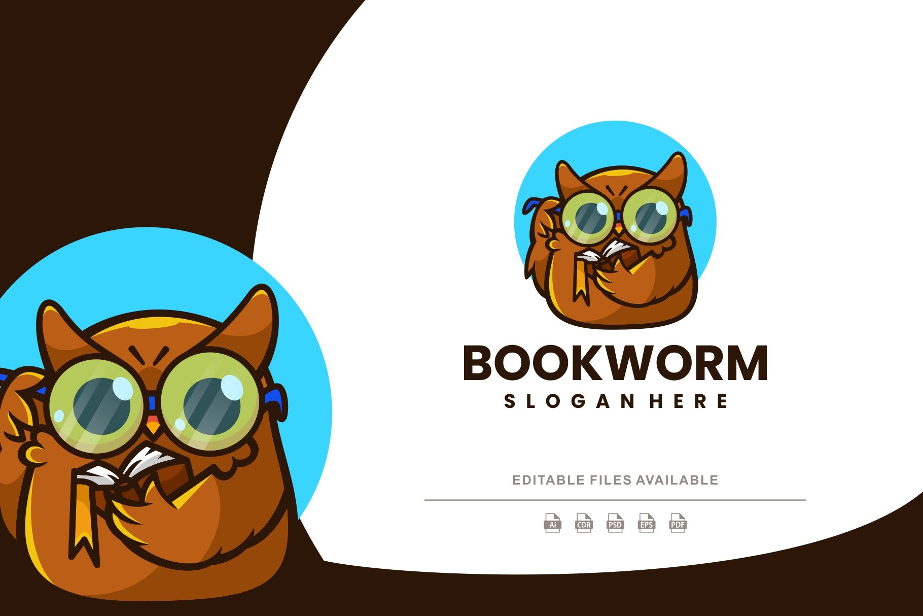 Bookworm Owl Cartoon Logo cover image.