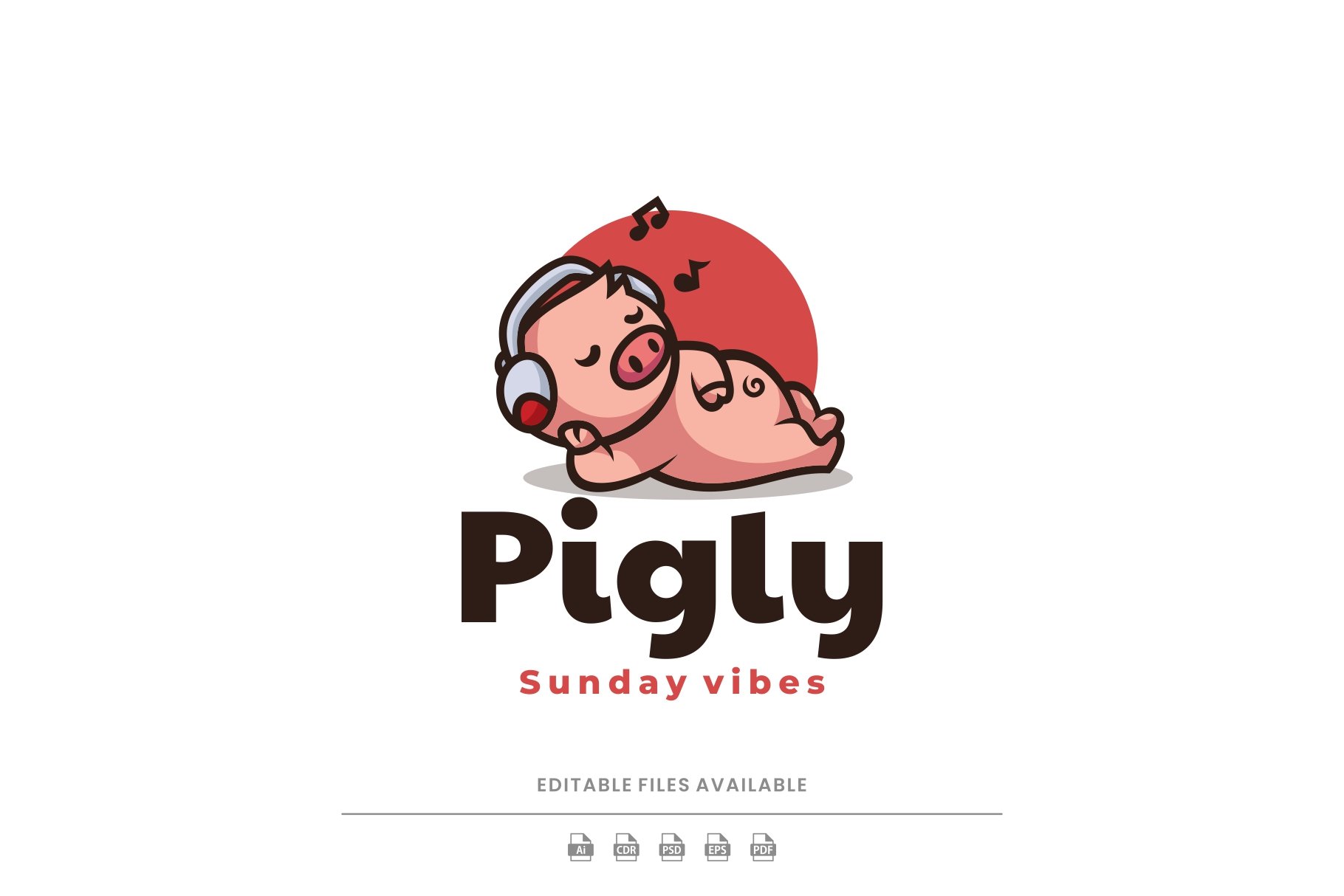 Relax Pig Mascot Cartoon Logo cover image.