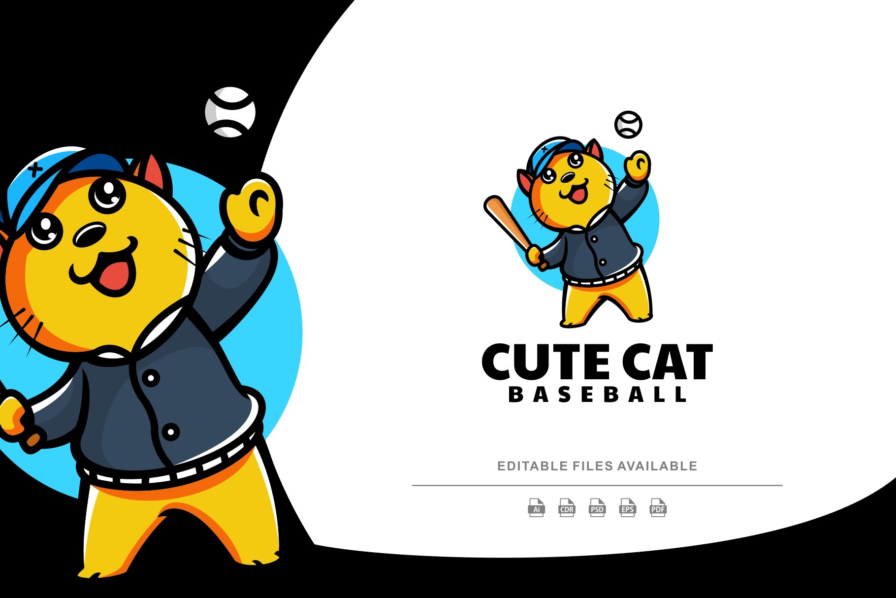 Sport Cat Mascot Cartoon Logo cover image.