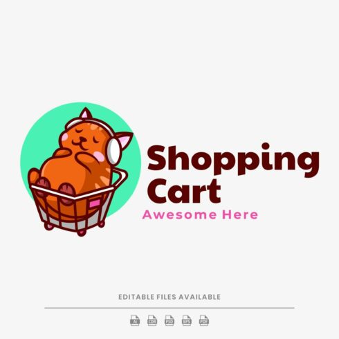 Shopping Cat Mascot Logo cover image.