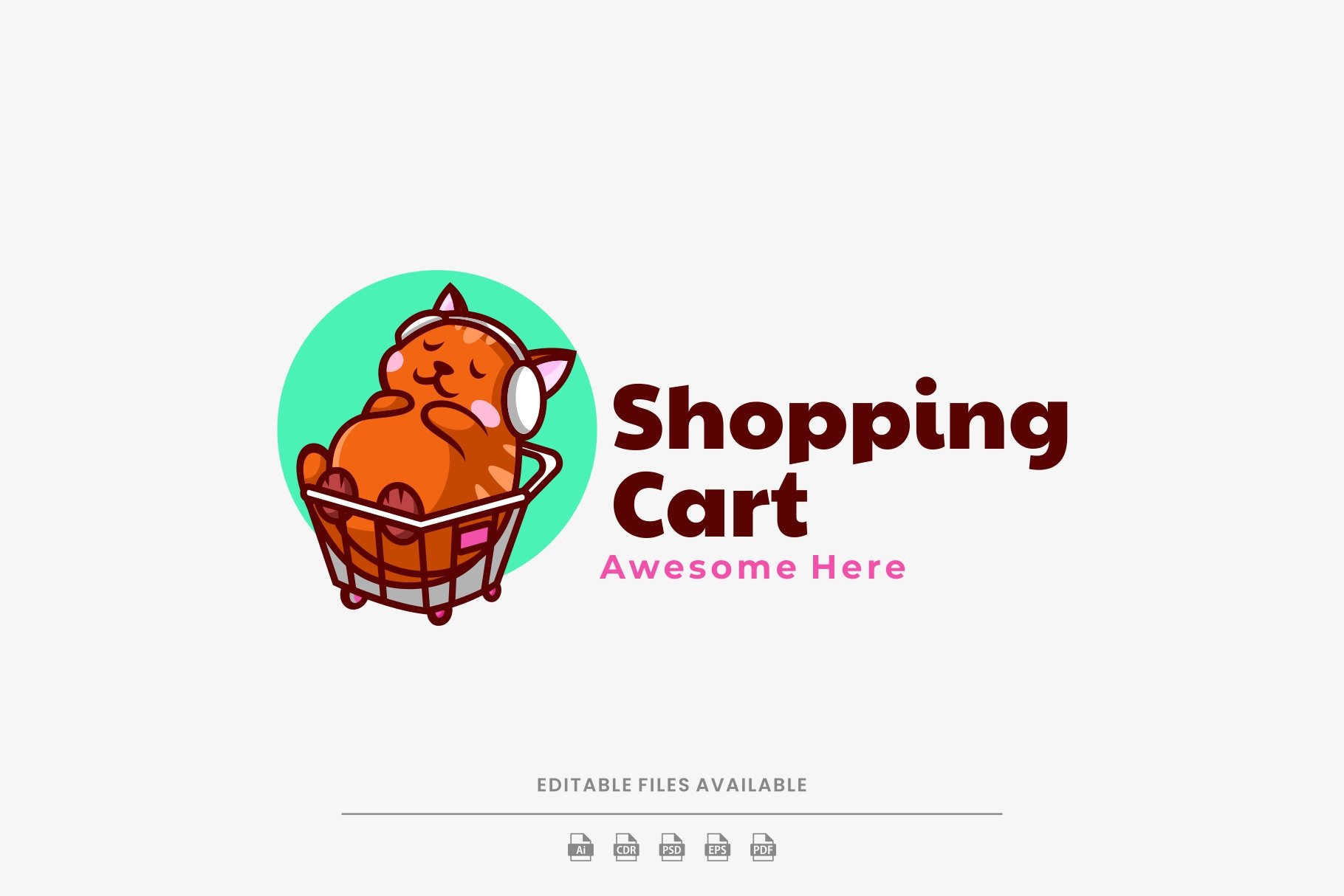 Shopping Cat Mascot Logo cover image.