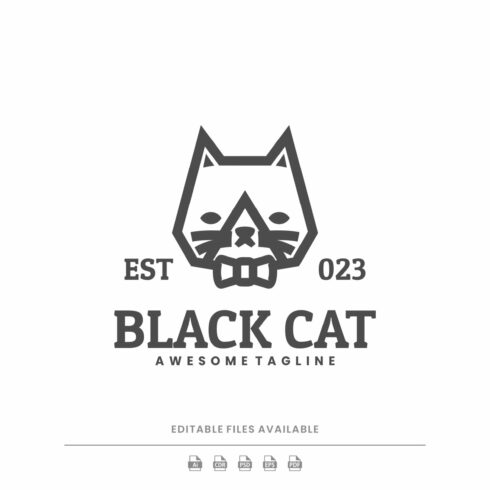 Black Cat Line Art Logo cover image.
