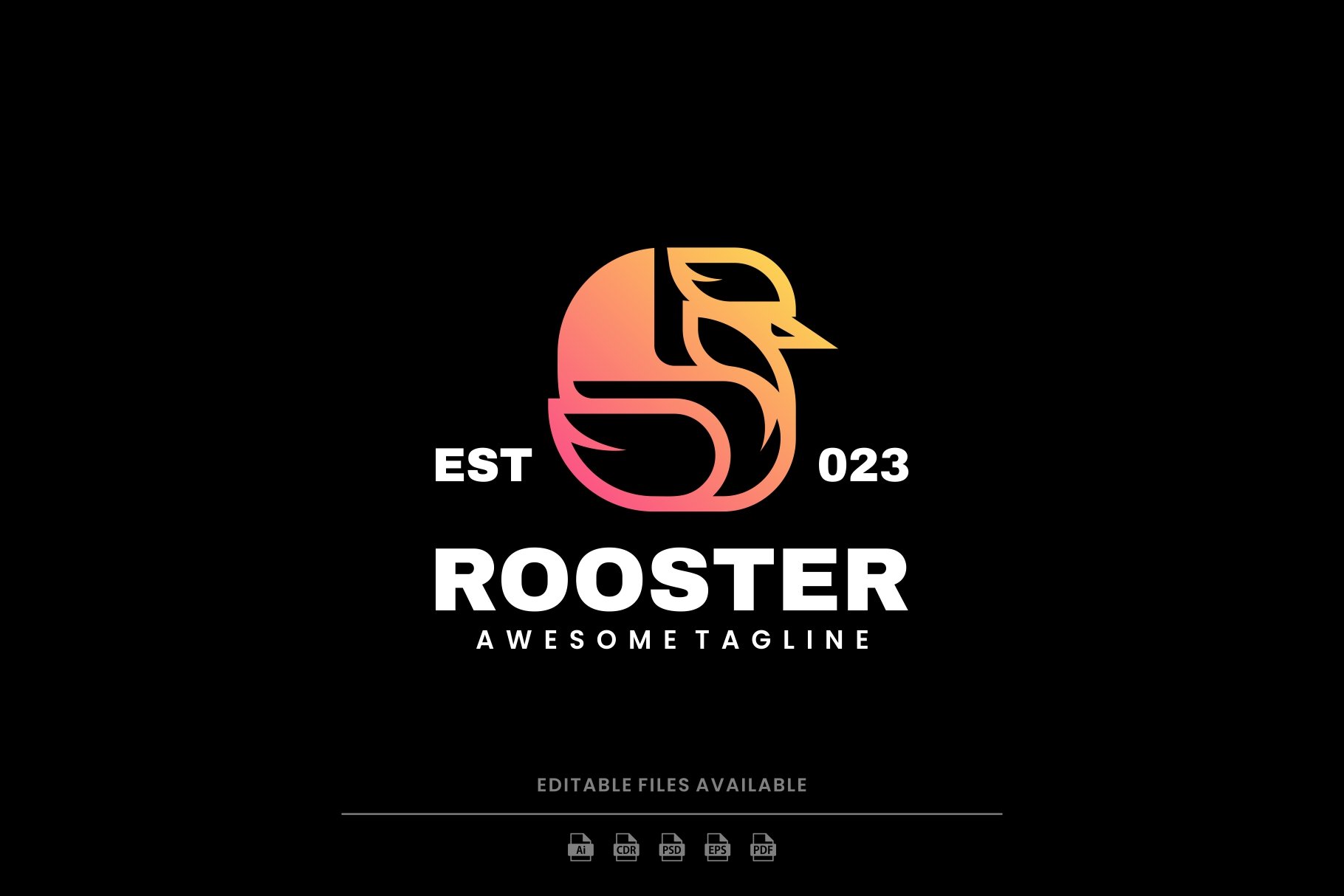 Rooster Line Art Gradient Logo cover image.