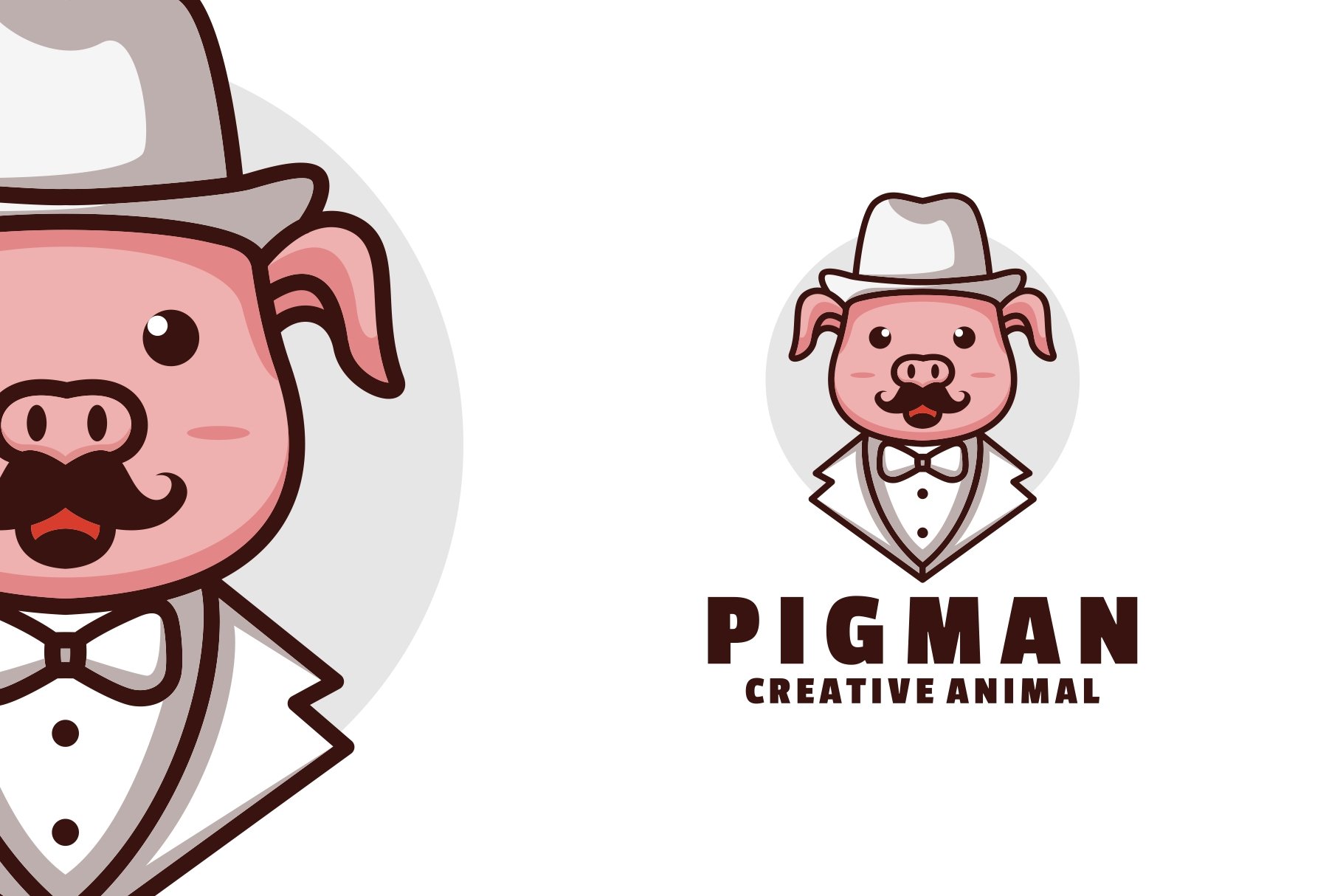 Pig Cartoon Character Logo cover image.