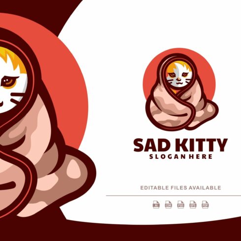 Sad Kitty Mascot Cartoon Logo cover image.