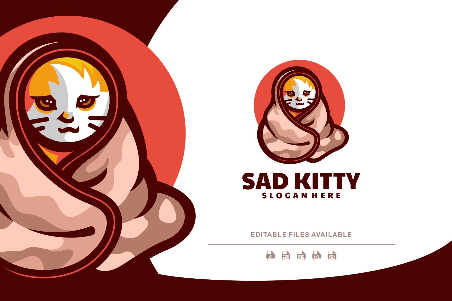 Sad Kitty Mascot Cartoon Logo cover image.
