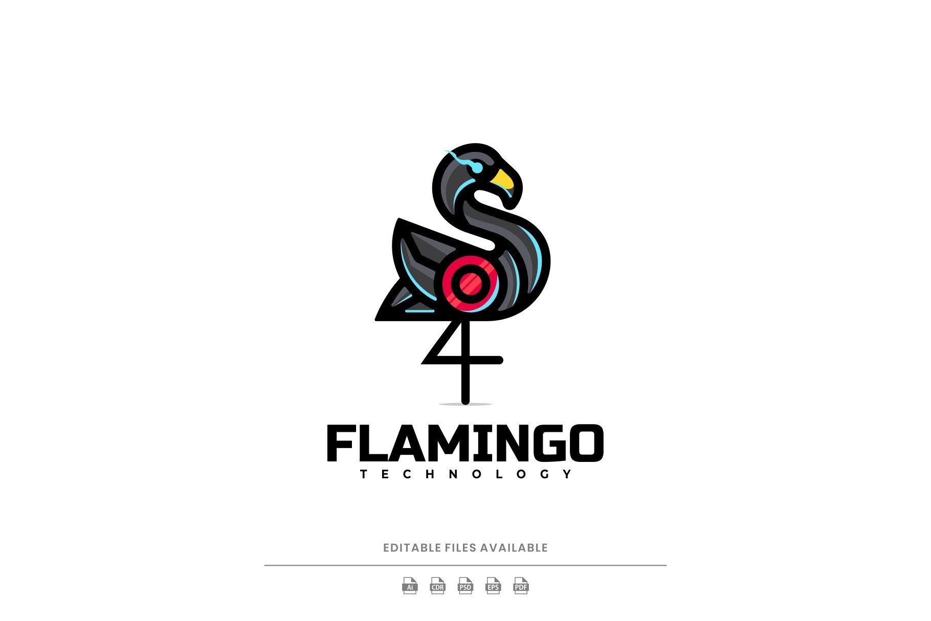 Flamingo Robot Simple Mascot Logo cover image.