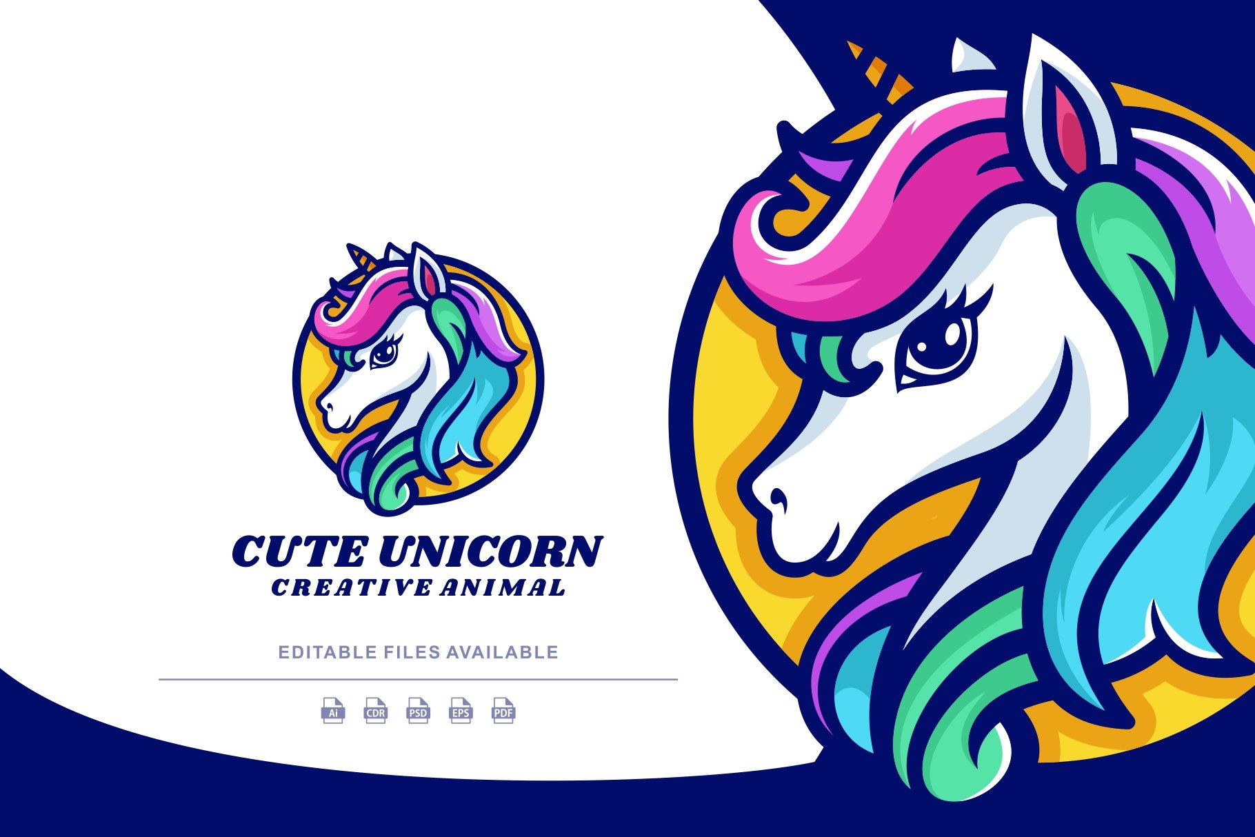 Cute Unicorn Simple Mascot Logo cover image.