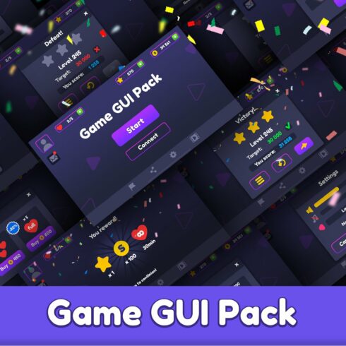 Flat Game GUI Pack cover image.