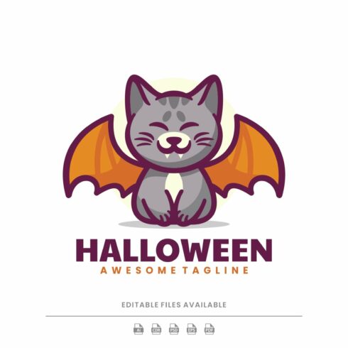 Halloween Cat Cartoon Logo cover image.