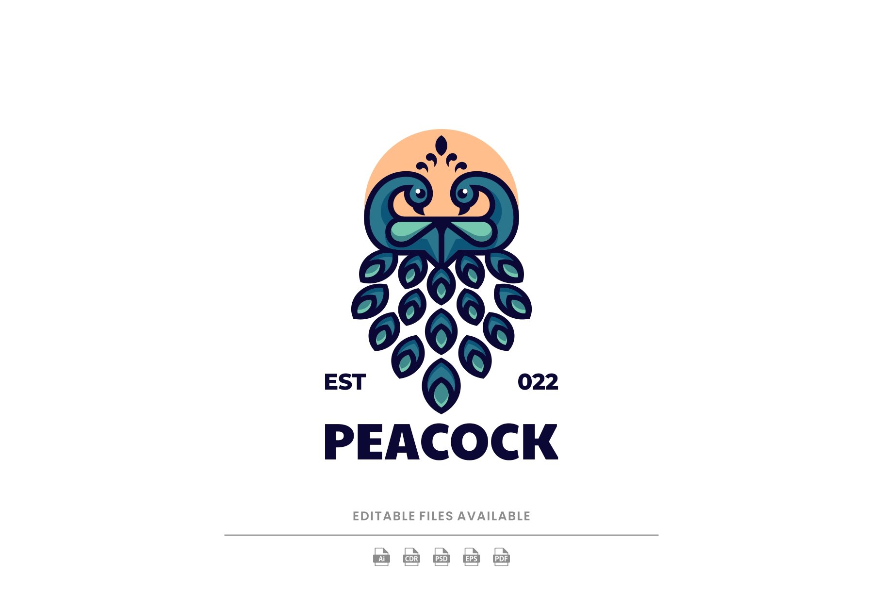 Peacock Simple Mascot Logo cover image.