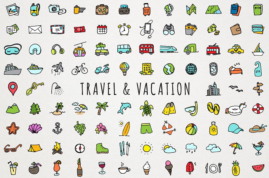 Travel Icons Clipart Set cover image.