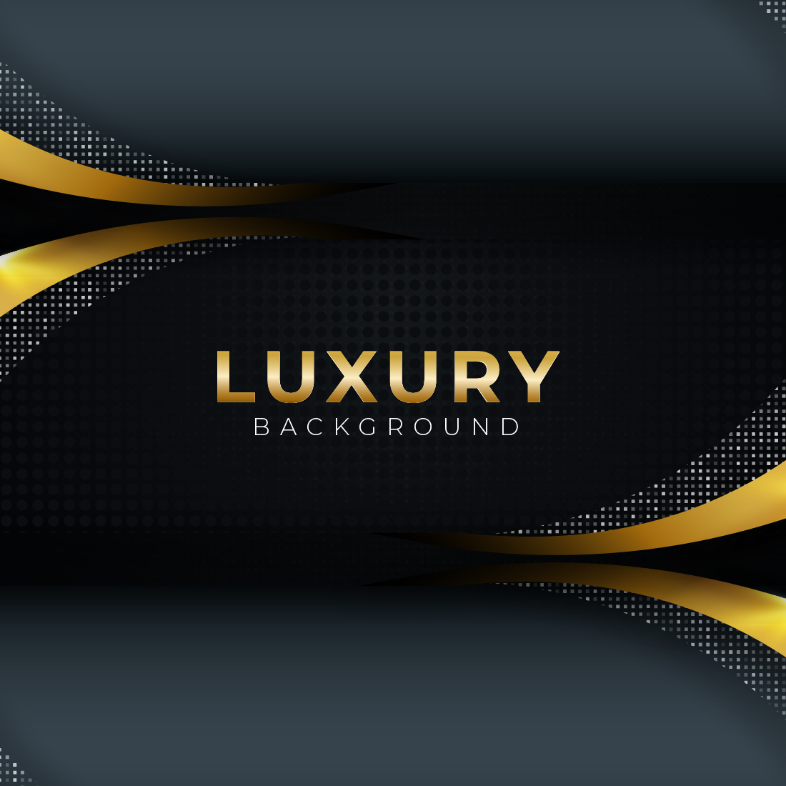 Black Dark background with Gold Color Curve shapes modern luxury Design cover image.