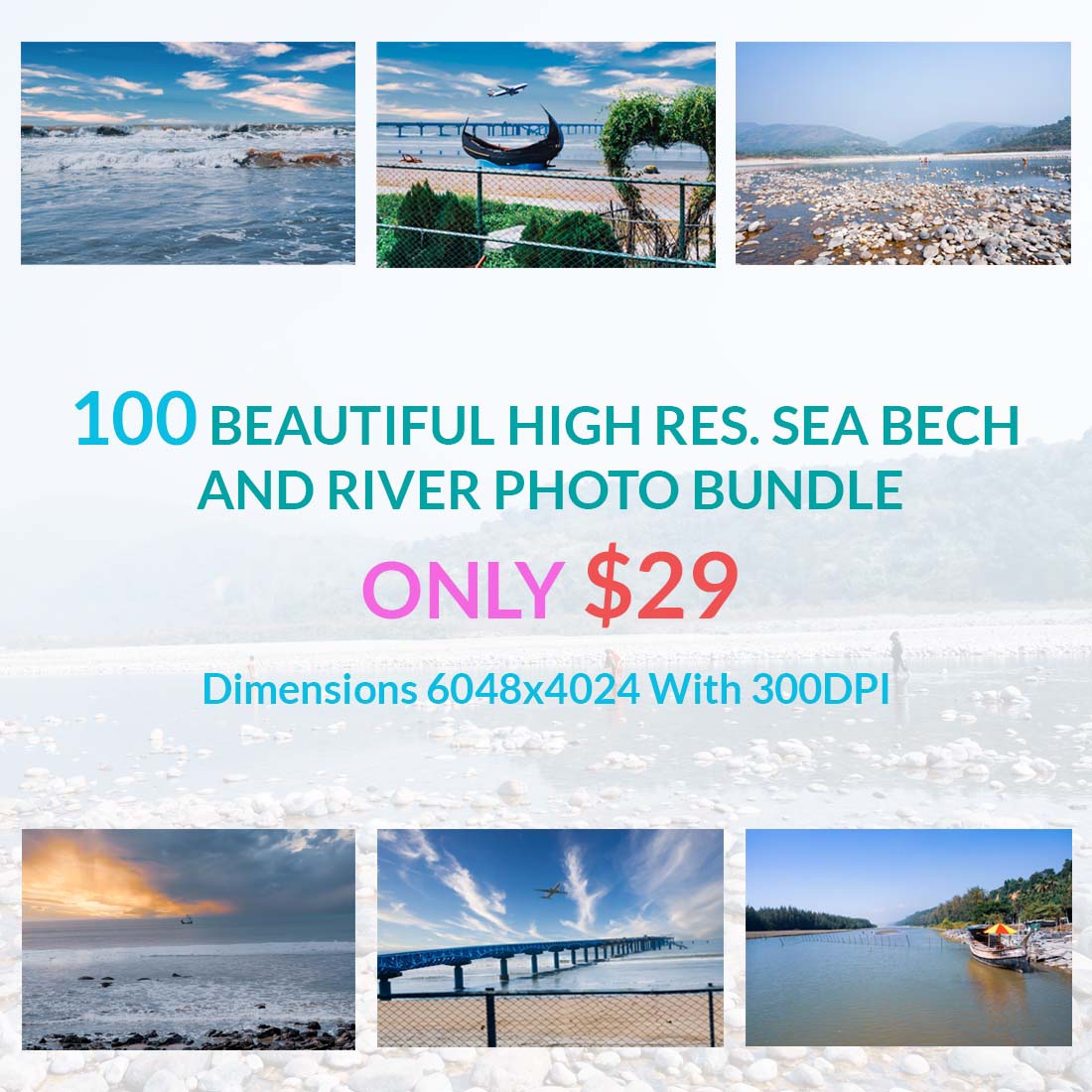 100 BEAUTIFUL HIGH RES SEA BECH AND RIVER PHOTO BUNDLE ONLY $29 cover image.