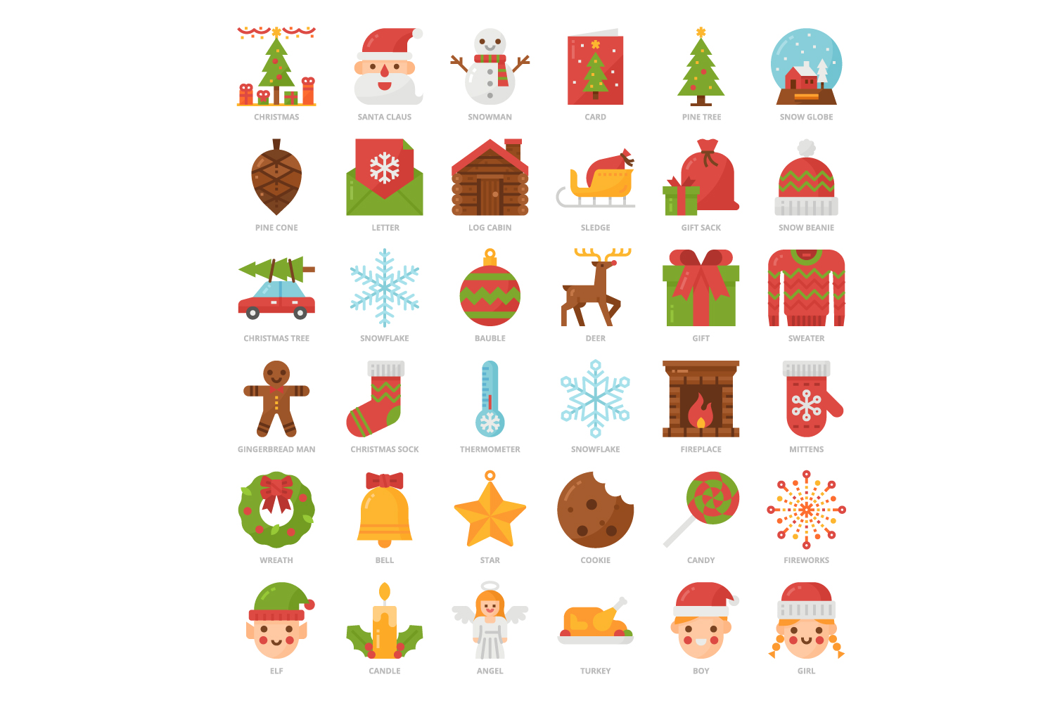 36 Christmas Icons Set x 4 Styles pinterest preview image.