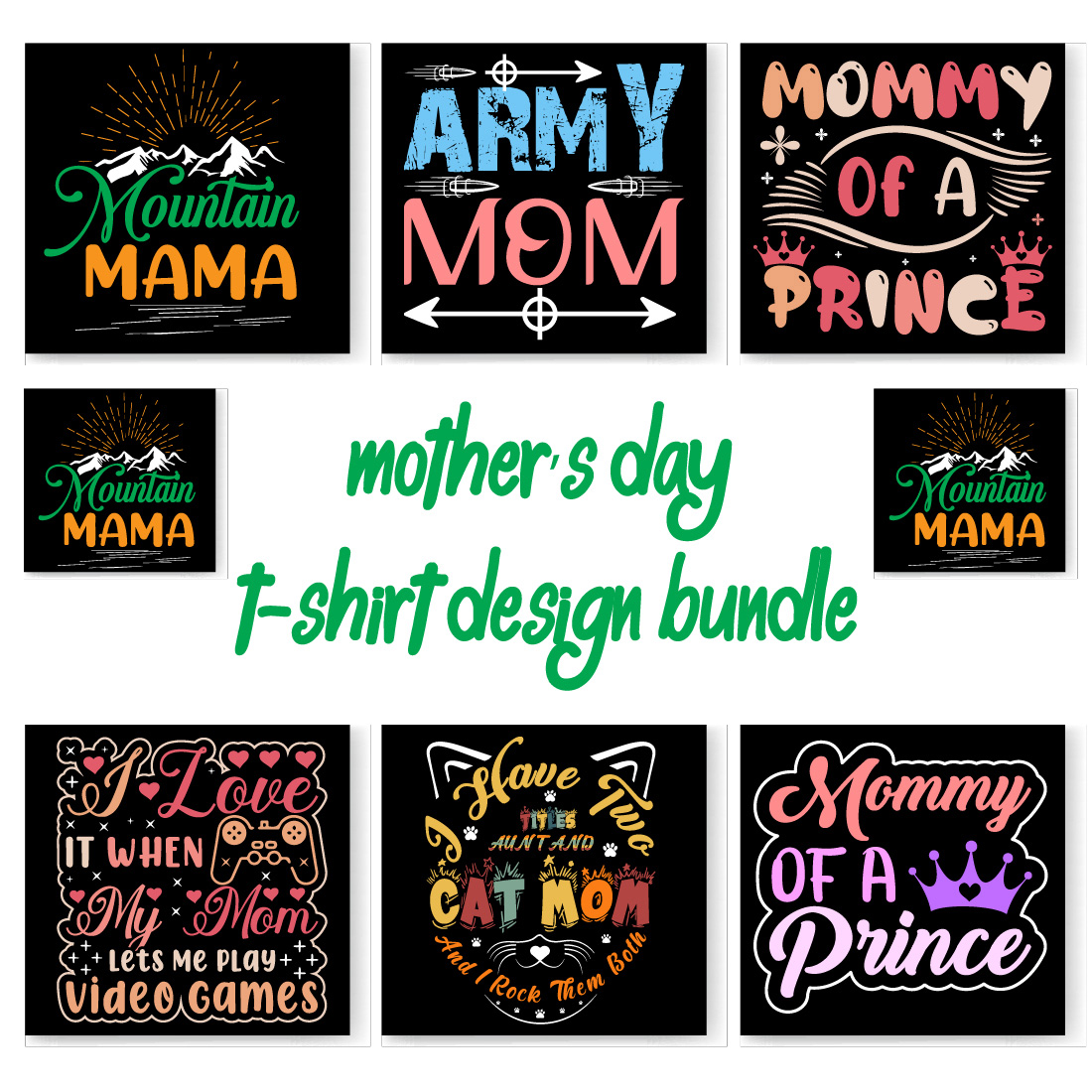 Mother’s day t-shirt design bundle, mother’s day design, Happy mother’s day preview image.