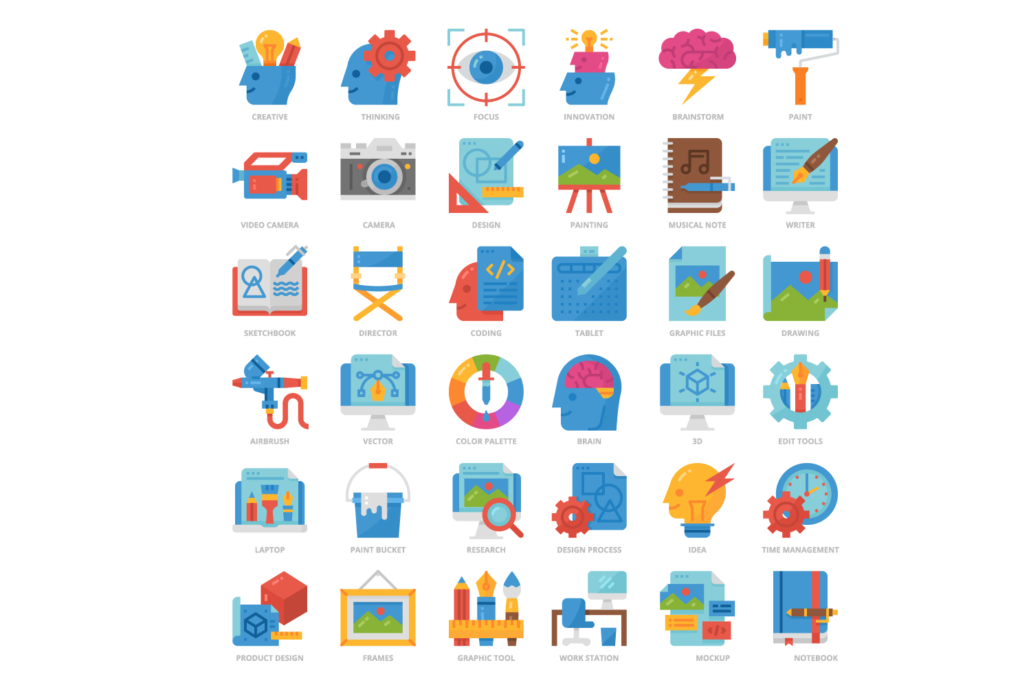 36 Creative Icons Set x 4 Styles pinterest preview image.