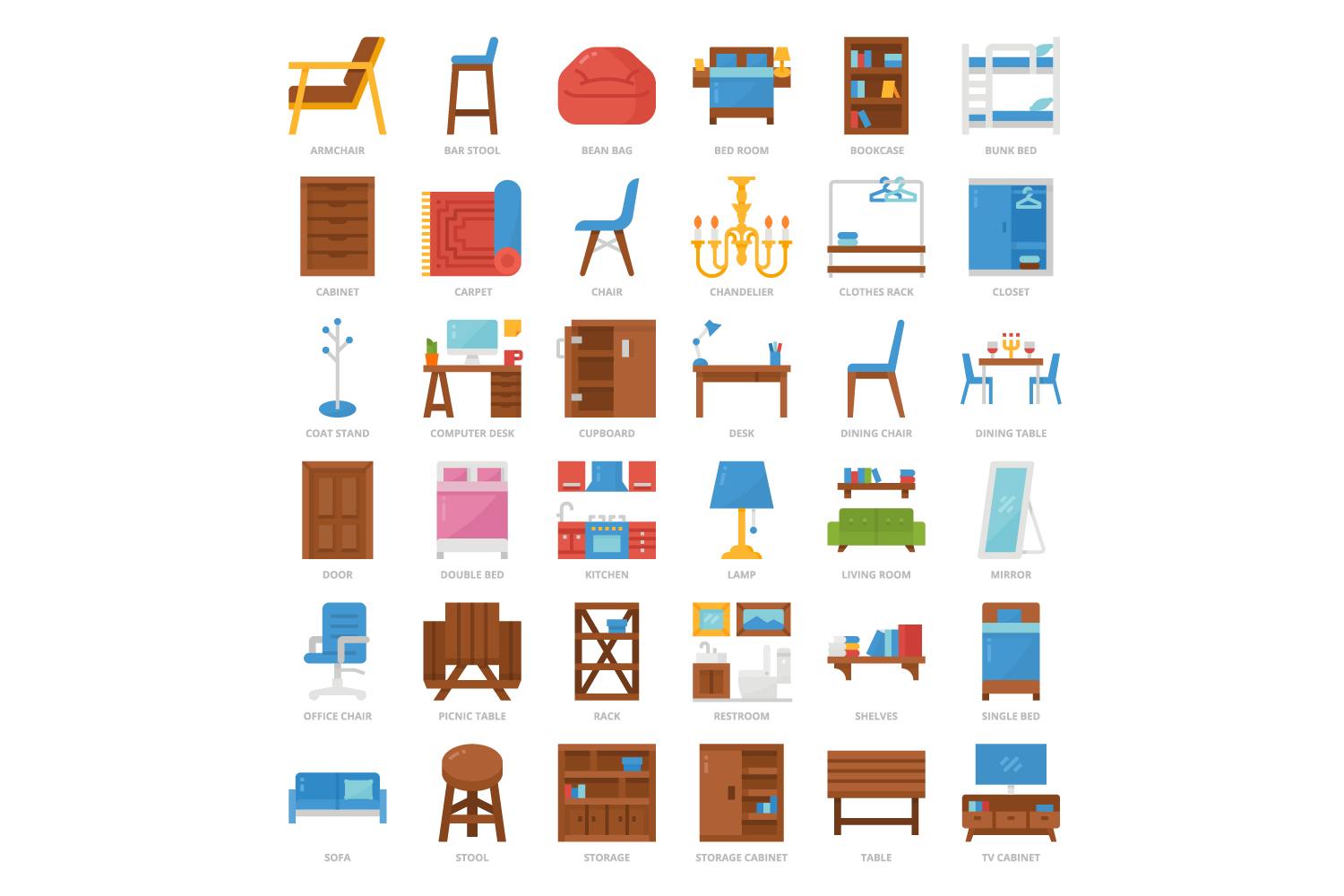 Poster with different types of furniture.