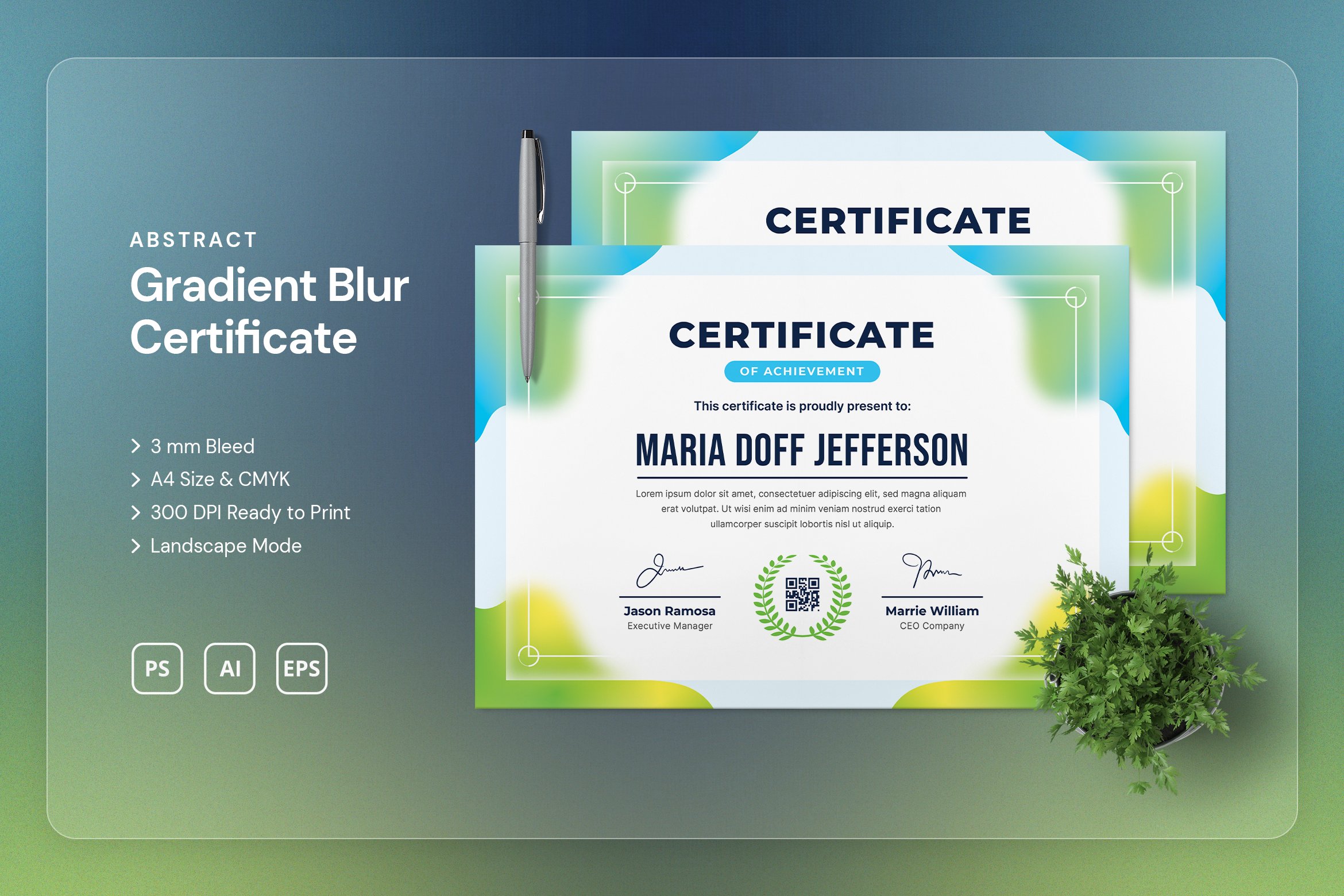 Abstract Gradient  Blur Certificate cover image.