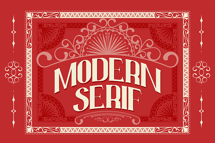 The modern serif logo on a red background.