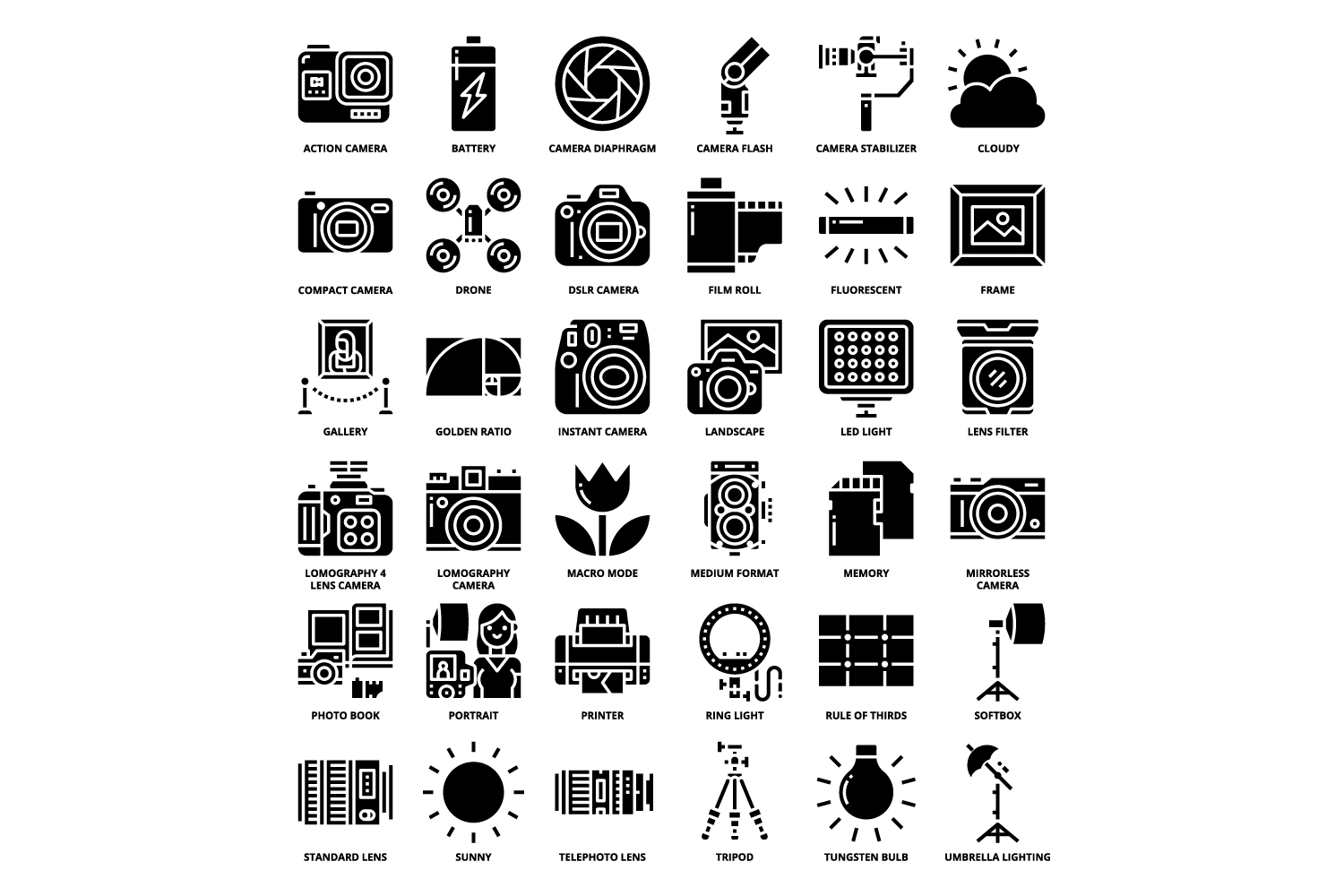 Black and white picture of a bunch of different things.