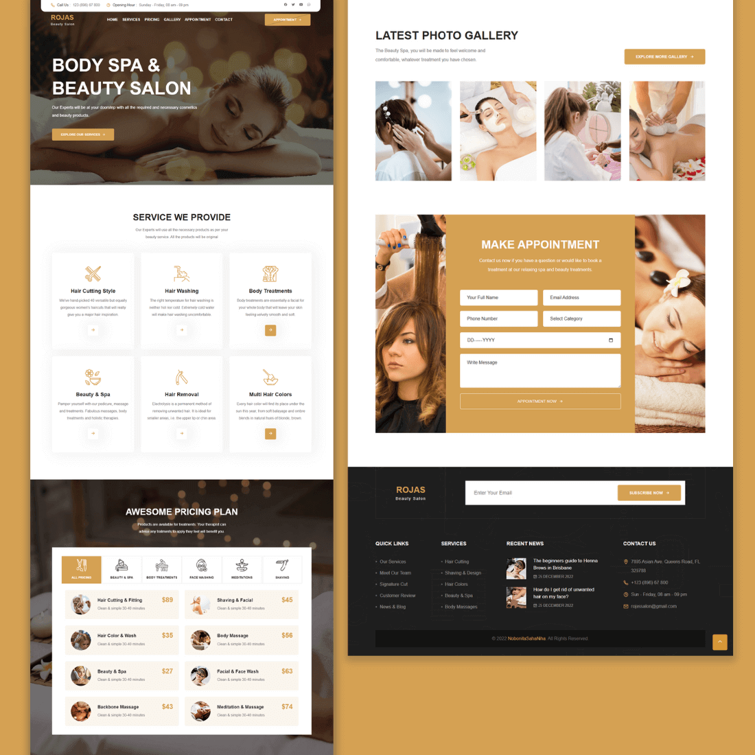 ROJAS Beauty Salon- HTML CSS Template preview image.