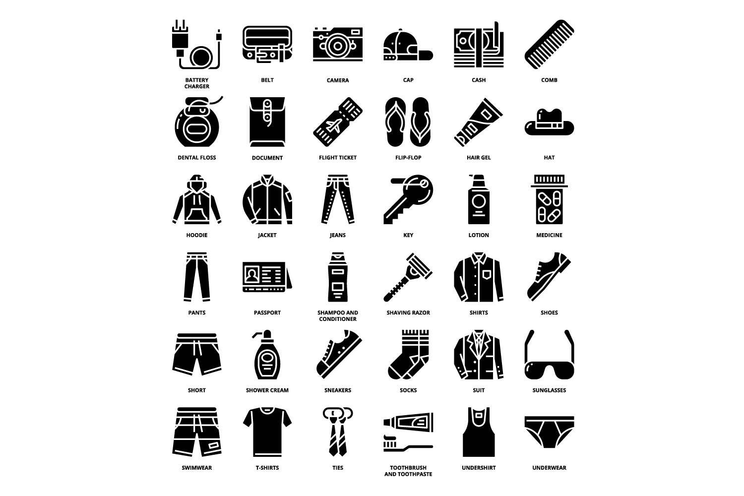 Black and white picture of a variety of items.