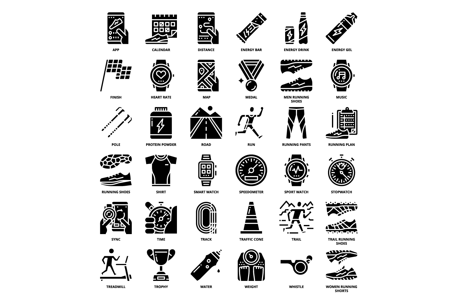 Black and white image of various sports related items.