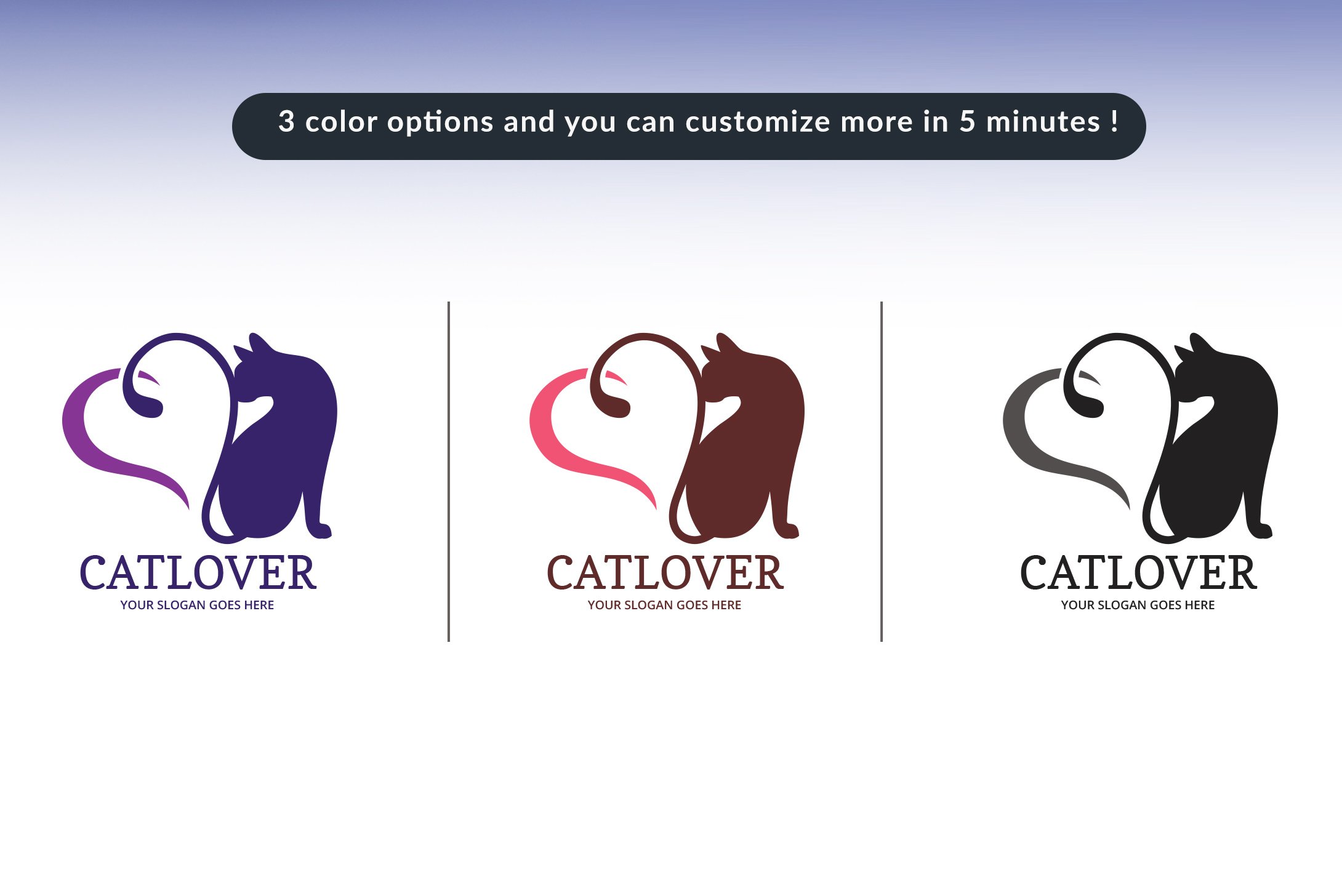 Cat Lover Logo Template preview image.