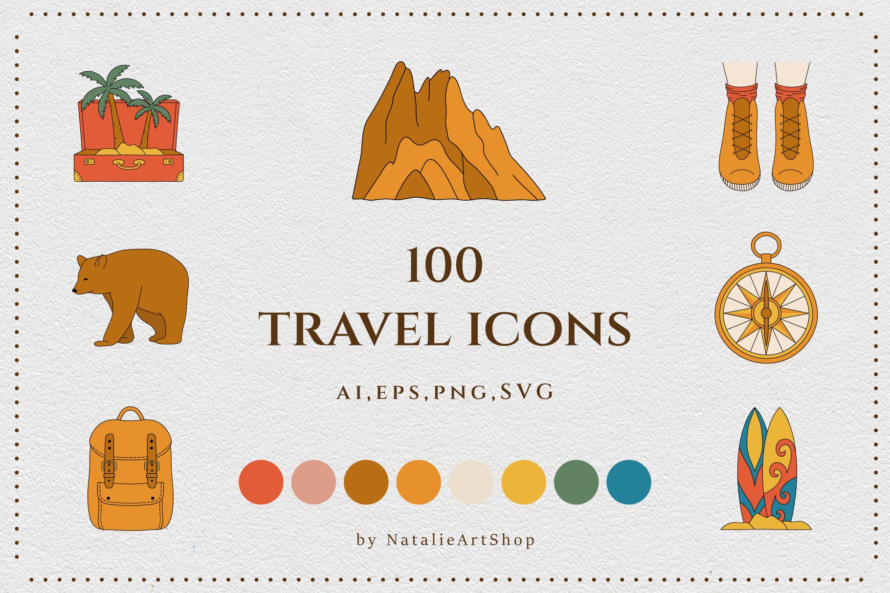 Travel icon set cover image.