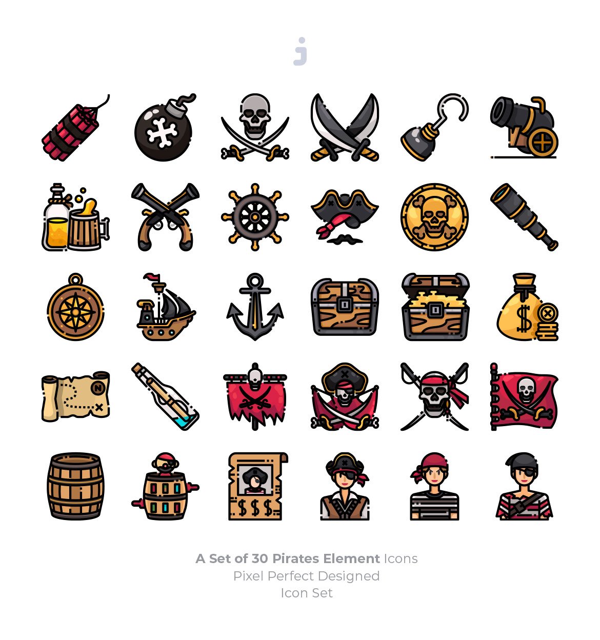 30 Pirates Element Icon set preview image.